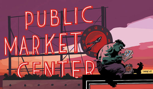 Tim Sale Hulk Seattle Public Market Pike Place Emerald City ComiCon "Emerald City ComiCon Bound!"